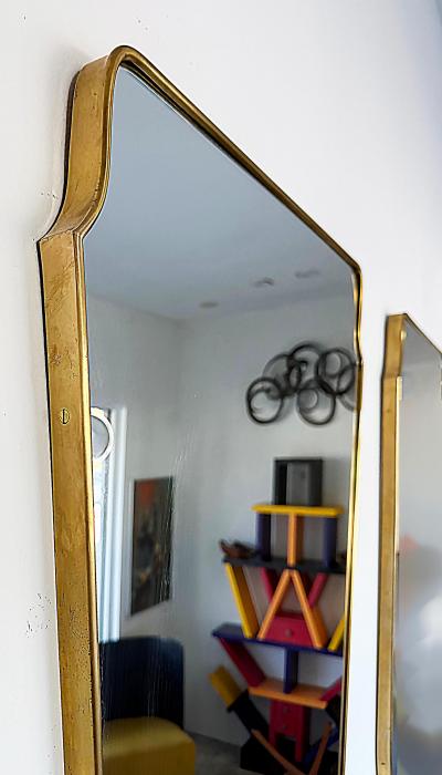 Gio Ponti Substantial Mid 20th Century European Brass Shield Mirror 3 Available Per item