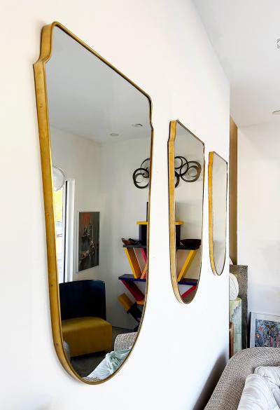 Gio Ponti Substantial Mid 20th Century European Brass Shield Mirror 3 Available Per item
