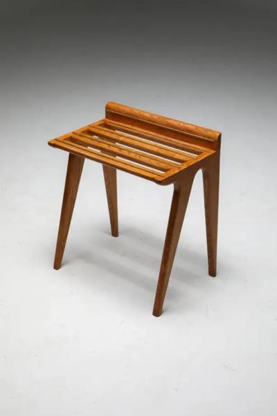 Gio Ponti Suitcase Holders by Gio Ponti in Oak and Brass 1950s