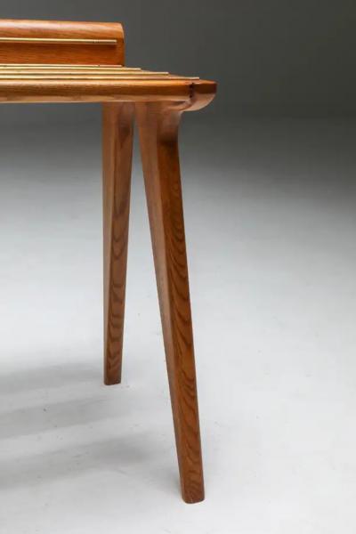 Gio Ponti Suitcase Holders by Gio Ponti in Oak and Brass 1950s