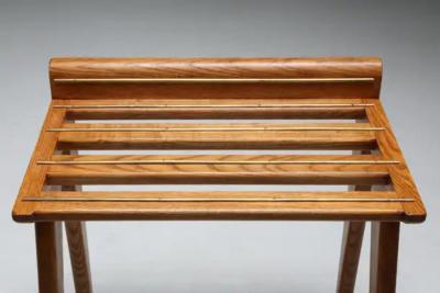 Gio Ponti Suitcase Holders by Gio Ponti in Oak and Brass 1950s