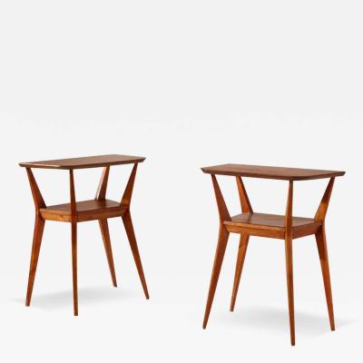 Gio Ponti Two Beechwood Side Tables in the Manner of Gio Ponti Italy 1950s