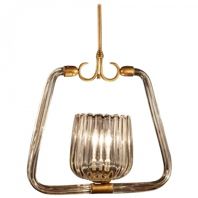 Gio Ponti Venini Art Deco Murano Grass Elegant Lantern Attributed to Gio Ponti 1940