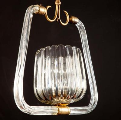 Gio Ponti Venini Art Deco Murano Grass Elegant Lantern Attributed to Gio Ponti 1940