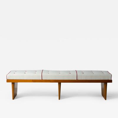 Gio Ponti Very elegant bench with wooden frame and three uprights seat in padded fabric