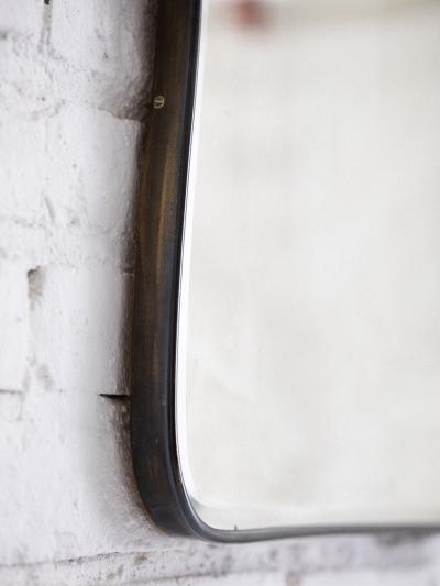 Gio Ponti Vintage Beveled Brass Wall Mirror Attributed to Gio Ponti