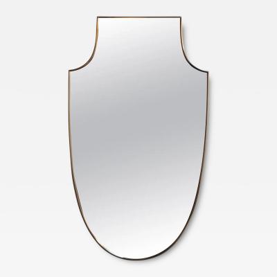 Gio Ponti Vintage Italian Brass Shield Wall Mirror after Gio Ponti