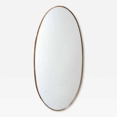Gio Ponti Vintage Italian Elliptical Wall Mirror with Brass Frame after Gio Ponti