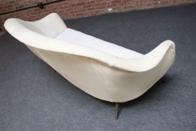 Gio Ponti Vintage Italian Modern Curved Sofa on Brass Splayed Legs