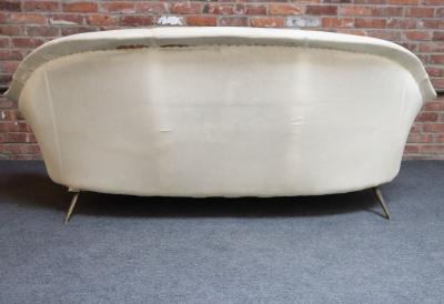 Gio Ponti Vintage Italian Modern Curved Sofa on Brass Splayed Legs
