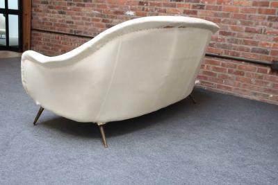Gio Ponti Vintage Italian Modern Curved Sofa on Brass Splayed Legs