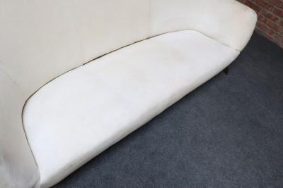 Gio Ponti Vintage Italian Modern Curved Sofa on Brass Splayed Legs