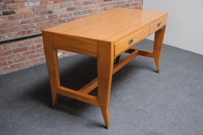 Gio Ponti Vintage Italian Walnut Beech and Brass Writing Table Desk by Gio Ponti for BNL