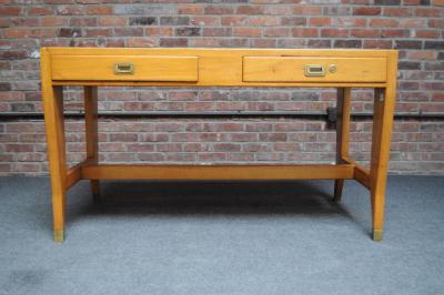 Gio Ponti Vintage Italian Walnut Beech and Brass Writing Table Desk by Gio Ponti for BNL