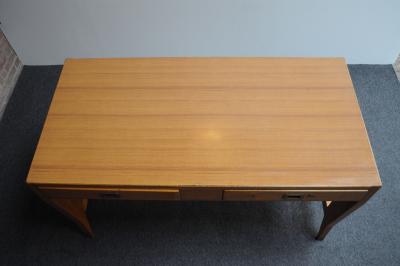 Gio Ponti Vintage Italian Walnut Beech and Brass Writing Table Desk by Gio Ponti for BNL