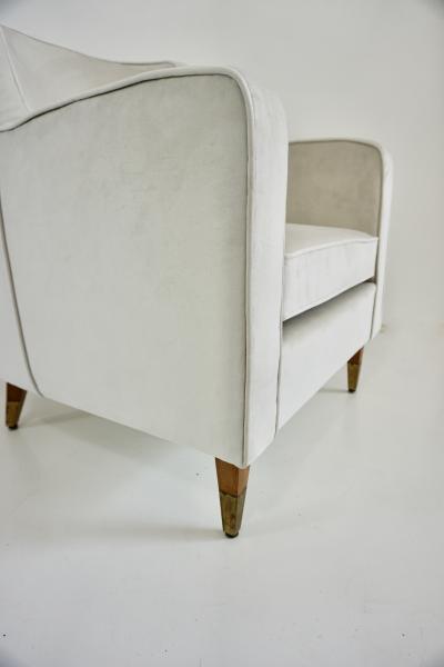 Gio Ponti pair of GIO PONTI armchairs white velvet brass feet for private residence 1955