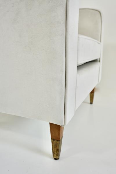 Gio Ponti pair of GIO PONTI armchairs white velvet brass feet for private residence 1955