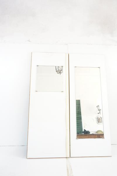 Gio Ponti pair of GIO PONTI laminate wall cupboard doors with mirrors Hotel PdP Rome 1964