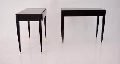 Gio Ponti pair of Gio Ponti black lacquered console vanity tables from Hotel Royal 1955