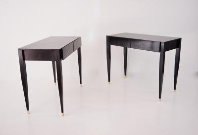 Gio Ponti pair of Gio Ponti black lacquered console vanity tables from Hotel Royal 1955