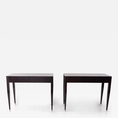 Gio Ponti pair of Gio Ponti black lacquered console vanity tables from Hotel Royal 1955
