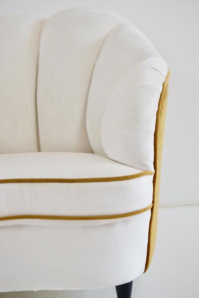 Gio Ponti pair of Gio Ponti velvet bicolor white and yellow armchairs Casa Giardino 1940