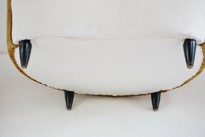 Gio Ponti pair of Gio Ponti velvet bicolor white and yellow armchairs Casa Giardino 1940