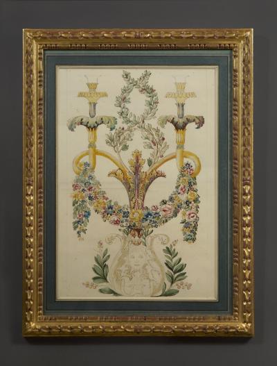 Giocondo Albertolli A very rare wall light design in watercolor attributed to Giocondo Albertolli