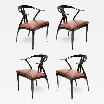 Giorgetti S p A Set of 4 pcs Italian Mid Century Giorgetti Dining Chairs from 1980s