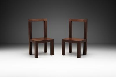 Giorgio Armani Chestnut Constructivist Side Chairs Italy 1990s