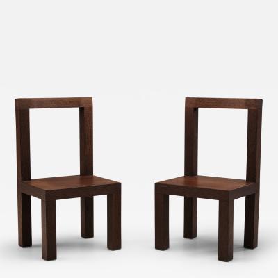 Giorgio Armani Chestnut Constructivist Side Chairs Italy 1990s