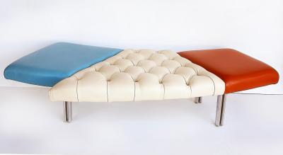 Giorgio Saporiti Giorgio Saporiti Design Il Loft Tufted Leather Bench Multi color Chrome Legs