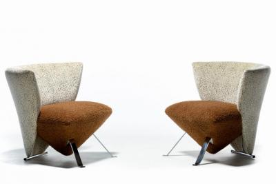 Giorgio Saporiti Giorgio Saporiti Post Modern Jada Slipper Chairs in Espresso Boucl Velvet