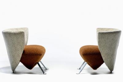 Giorgio Saporiti Giorgio Saporiti Post Modern Jada Slipper Chairs in Espresso Boucl Velvet