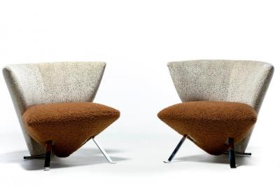 Giorgio Saporiti Giorgio Saporiti Post Modern Jada Slipper Chairs in Espresso Boucl Velvet