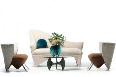 Giorgio Saporiti Giorgio Saporiti Post Modern Jada Slipper Chairs in Espresso Boucl Velvet