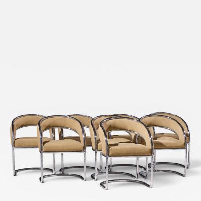 Giotto Stoppino Giotto Stoppino Style Mid Century Chrome Dining Chairs Set of 8