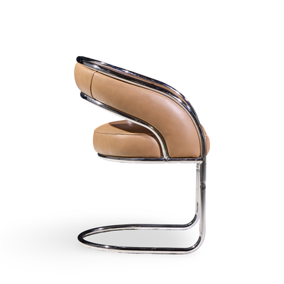 Giotto Stoppino Giotto Stoppino Style Mid Century Chrome and Leather Dining Chairs Set of 4