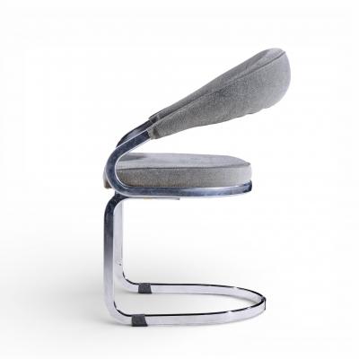 Giotto Stoppino Giotto Stoppino for Kartell Italian Chrome Cantilever Dining Chairs Set of 6