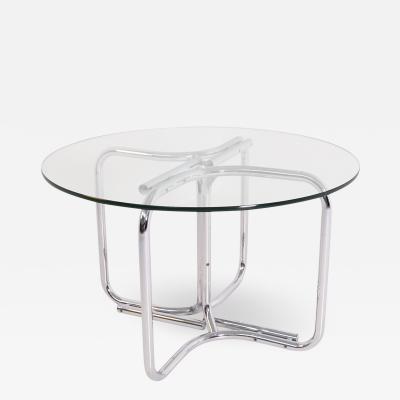 Giotto Stoppino Round table in steel and glass by Giotto Stoppino