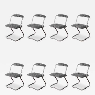 Giotto Stoppino Set Of 8 Chairs By Giotto Stoppino for Tecnosalotto Table In metal and glass