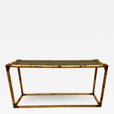 Giovanni Banci 2 Italian Midcentury Bamboo or Rattan and Glass Consoles or Sofa Tables by Banci