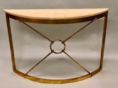 Giovanni Banci 2 Italian Midcentury Gilt Iron Demilune Consoles by Giovanni Banci for Hermes