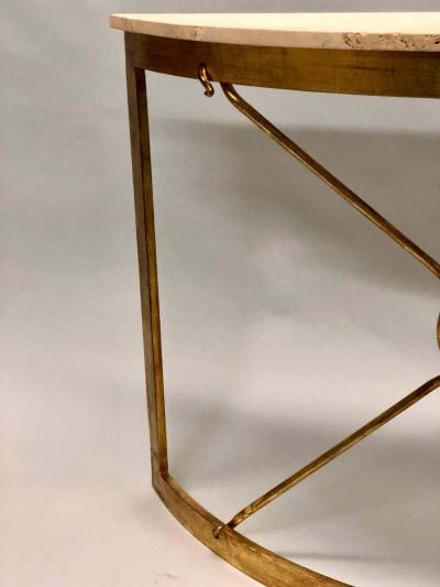Giovanni Banci 2 Italian Midcentury Gilt Iron Demilune Consoles by Giovanni Banci for Hermes