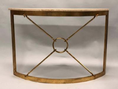 Giovanni Banci 2 Italian Midcentury Gilt Iron Demilune Consoles by Giovanni Banci for Hermes