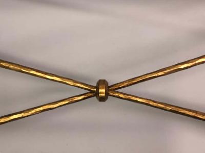 Giovanni Banci 2 Italian Midcentury Hammered Iron Gilt Consoles by Giovanni Banci for Hermes