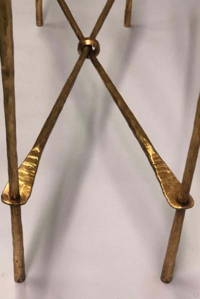 Giovanni Banci 2 Italian Midcentury Hammered Iron Gilt Consoles by Giovanni Banci for Hermes
