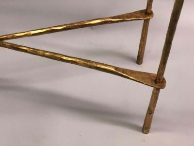 Giovanni Banci 2 Italian Midcentury Hammered Iron Gilt Consoles by Giovanni Banci for Hermes