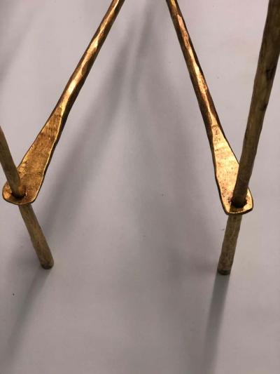 Giovanni Banci 2 Italian Midcentury Hammered Iron Gilt Consoles by Giovanni Banci for Hermes