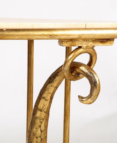 Giovanni Banci Giovanni Banci Neoclassical Gilt Iron Travertine Console Table Italy 1970